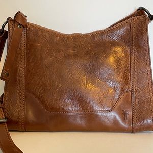 NWOT Frye Melissa Zip Italian Leather Crossbody Cognac